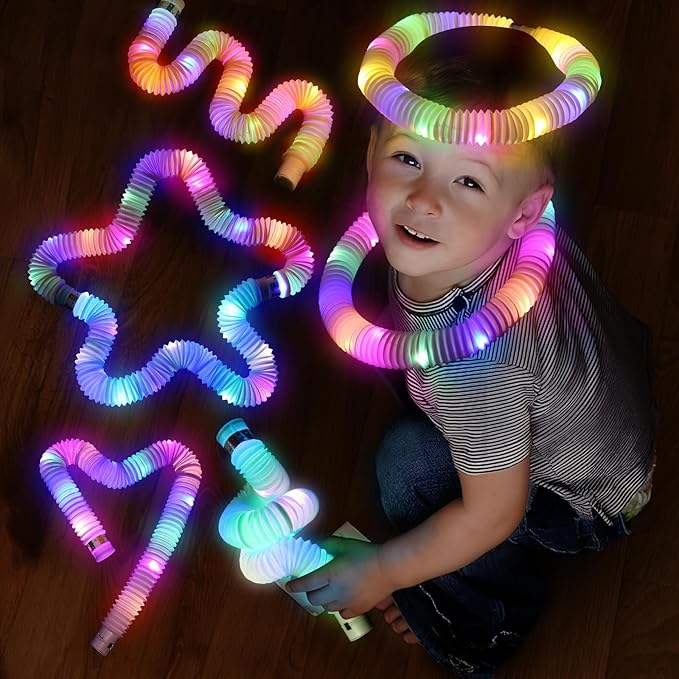 24 Pcs Light up Party Favors for Kids 4-8-12,Glow Sticks Bulk Bracelet Necklace Accessories for Kids,Neon Birthdayifts,Christmas Go Return Godie Bag Stocking Stuffer Fillers for Boys Girls