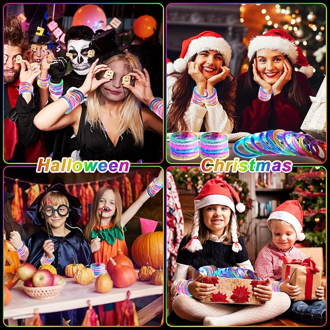 48 Pack LED Light Up Bracelets, Glow in the Dark Party Supplies, 6 Color Glow Bracelets, Rave Party Favors for Kids/Adults Birthday, Concert,Goodie Bag Fillers, New Year