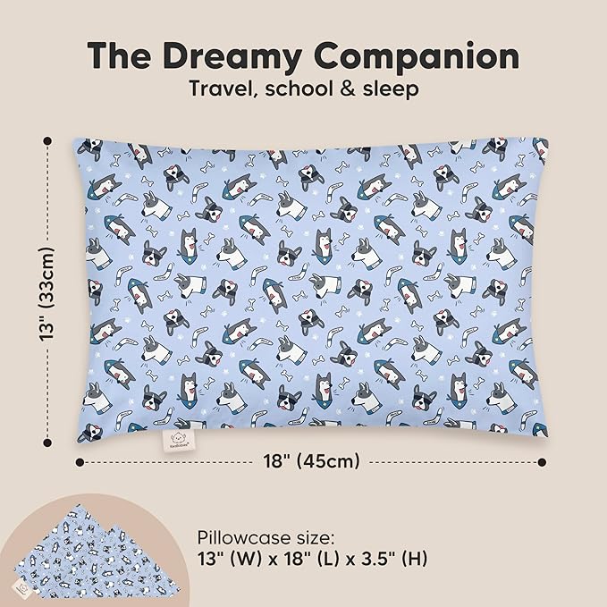 Toddler Pillow with Pillowcase - 13x18 My Little Dreamy Pillow, Organic Cotton Toddler Pillows for Sleeping, Kids Pillow, Travel Pillows, Mini Pillow, Nursery Pillow, Toddler Bed Pillow (Patrol)