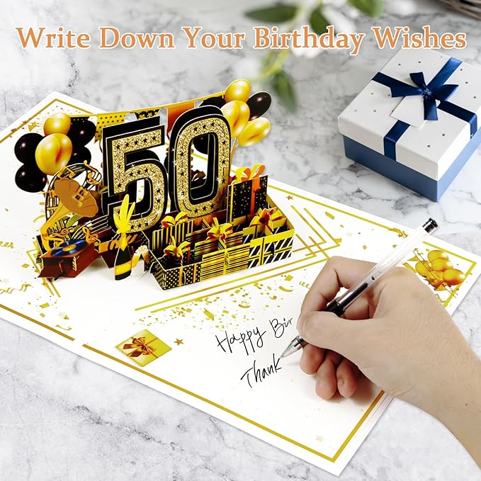 50th Birthday Card for Men Women, 3D Pop Up 50th Birthday Gifts Cards for Him Her, Back In 1975 Funny 50 Year Old Birthday Decorations