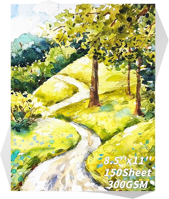 300 Sheets Cotton Watercolor Paper Bulk -140LB/300GSM Art Paper-8.5 x 11 inch Painting & Craft Paper, Finger Paints, Watercolor, Tempera, Drawing, Art Room & Home School Crafts