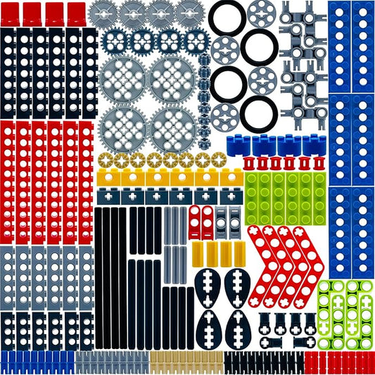 202 Pcs Building Blocks Parts Gear Chain Wheels Connectors Axle, Liftarm, Pins Accessories Brick Sets Toys Tight Fit with Major Brands…