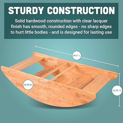 Constructive Playthings Wooden Rocking Boat for Children, Use as Playground Equipment, Daycare Furniture or for Home Use, Indoor and Outdoor Toddler Toys, Climbing Toy, Sits 4 Kids, 2 Years & Up