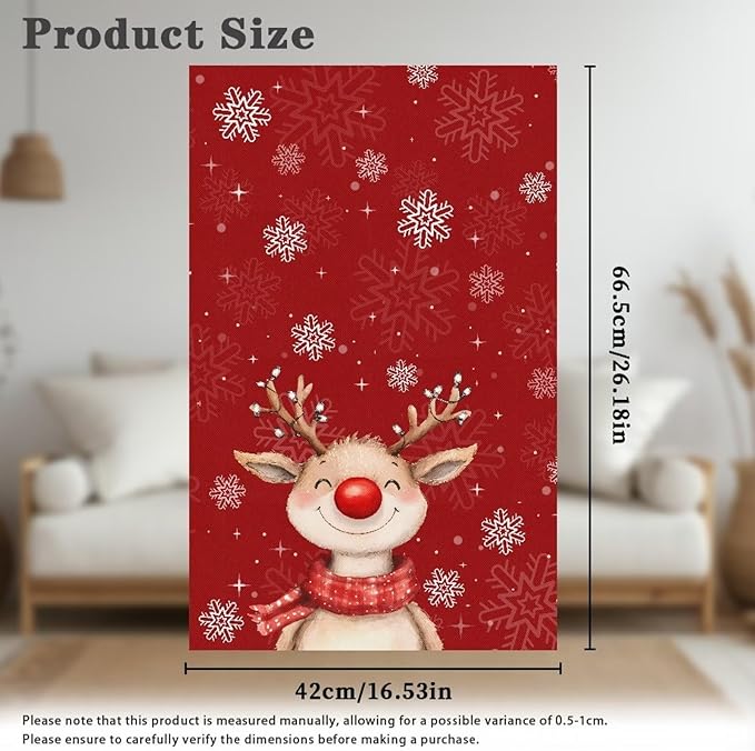 Christmas Decor Reindeer Recliner Headrest Protector Soft Couch Headrest Covers Wrinkle Resistant Recliner Backrest Cover Furniture Protector for Home Couch Loveseats Decoration