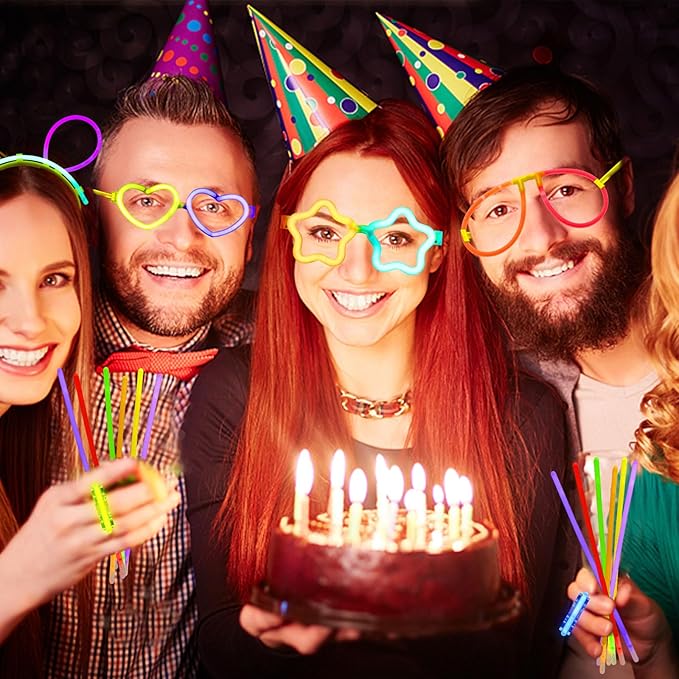 280PCS Glow in the Dark Party Supplies,Glow Party Favors With 100 Glow Sticks Bulk DIY Glow Necklaces Glasses Bracelets Headband Neon Glasses for Adult Kid Birthday Party Supplies Decorations