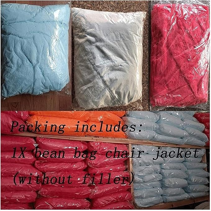 Giant Fur Bean Bag Cover (Cover only, no Filler) Living Room Furniture Big Round Soft and Fluffy Artificial Fur Bean Bag Lazy Sofa Bed Cover (6FT+New Dark Gray)