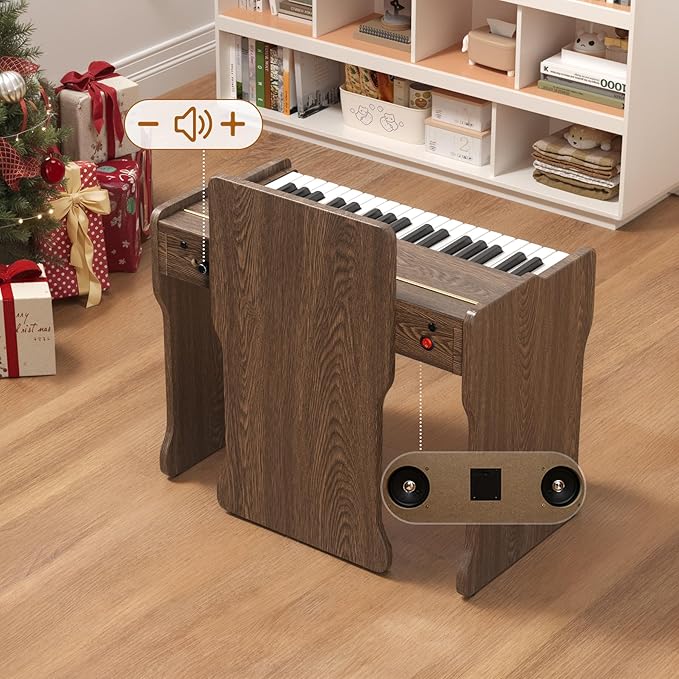 Kids Piano Keyboard, 37 Keys Digital Piano, Toddler Piano for Kids, Mini Baby Piano Toy, Kids Musical Instruments Sets, Wood Piano Keyboard for Kids Ages 3+,Walnut