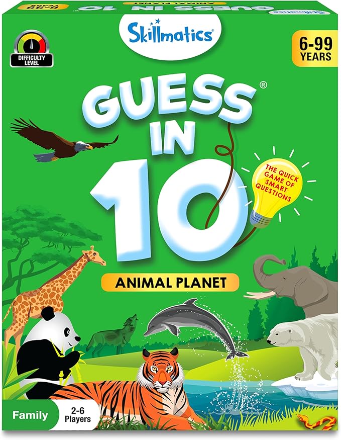Skillmatics Card Game - Guess in 10 Animal Planet, Perfect for Boys, Girls, Kids, and Families Who Love Toys, Travel Games, Gifts for Ages 6, 7, 8, 9