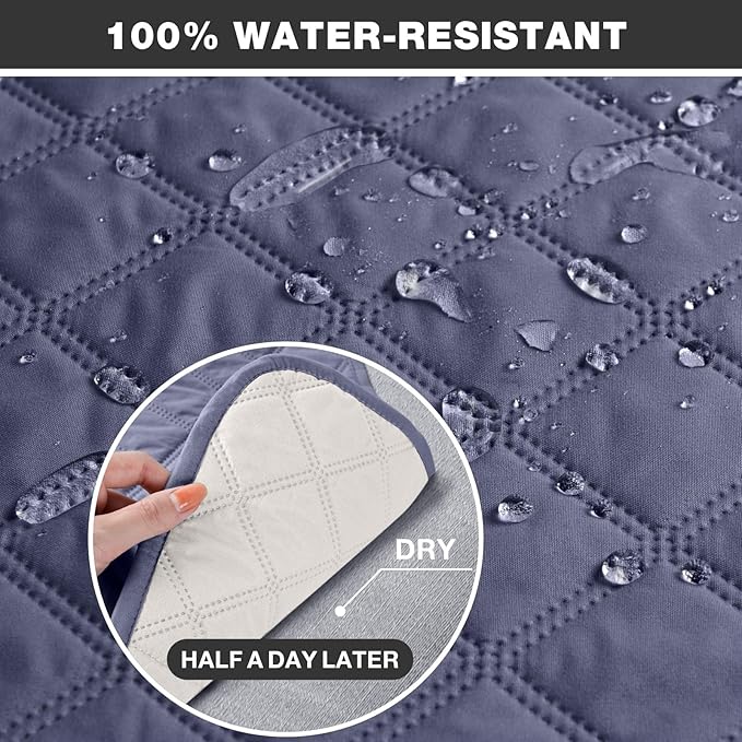 TAOCOCO Waterproof Recliner Chair Covers with Leg Strap 1 Piece Oversized Recliner Covers for Large Recliner for Pets Kids, Washable Reclining Chair Furniture Protector(28'' Oversized, Bluish Grey)