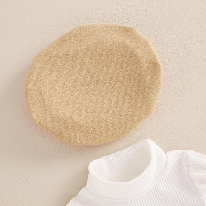 Fernvia Toddler Baby Girl Fall Winter Skirt Set Turtleneck Ribbed Long Sleeve T-Shirt Top & Plaid Skirts Dress 2Pcs Outfits