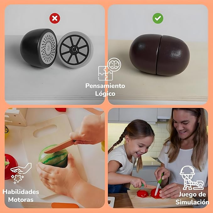 37 Pcs MINI MINDS Wooden Play Food, Shopping Bag & List. Magnetic Toddler Cutting Set, Play Food Sets for Kids Kitchen, Pretend Play Toys, Play Kitchen Toys, Montessori Toys