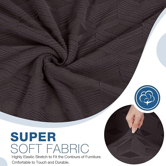 TAOCOCO Recliner Loveseat Cover, Stretch Jacquard Reclining Loveseat Cover Furniture Protector Sofa Slipcovers 2 Seat Recliner Covers with Elastic Bottom for Kids, Pets (Chocolate)