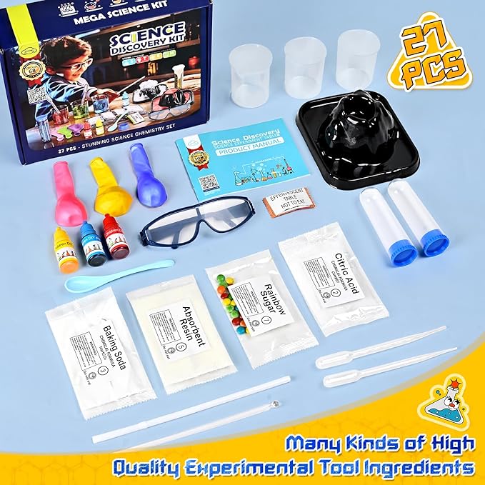 Science Kits for Kids 68 Lab Science Experiments Educational Scientific Toys, STEM Activities Educational Scientist Toys Gifts for Boys Girls Chemistry Set Volcano Eruption Activities Science Project