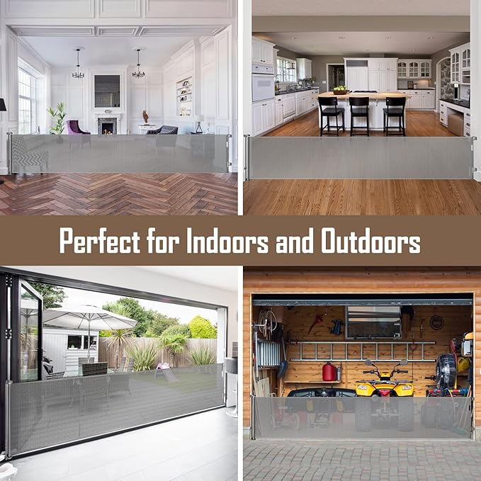 178 Inch Retractable Baby Gates Extra Wide Gates for Dogs Indoor Outdoor Large Baby Gate for Super Wide Openings Dog Gates for The House Extra Wide Long Baby Gate for Doorways Retractable Pet Gate