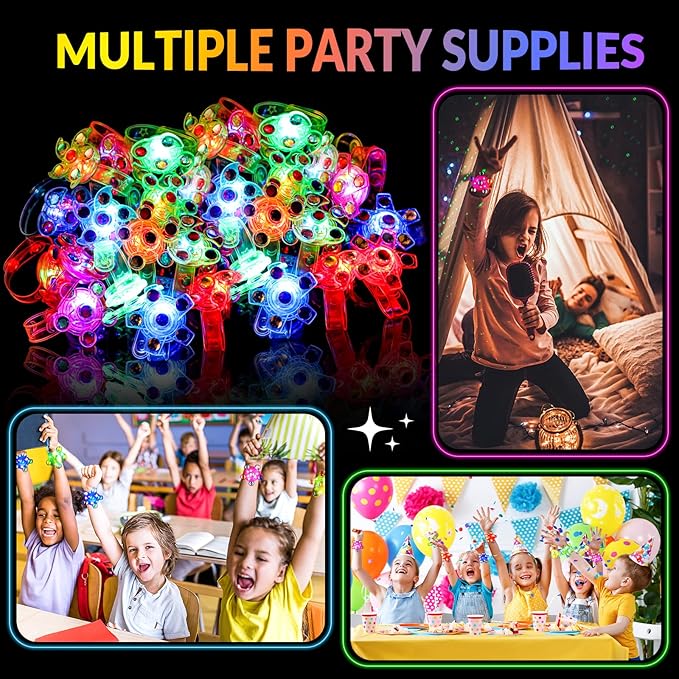 14 Pack LED Light Up Fidget Spinner Wristbands Party Favors for Kids 4-8 8-12, Glow in The Dark Party Supplies, Back to School Gift for Students, Return Gifts for Kids Birthday Halloween Classroom