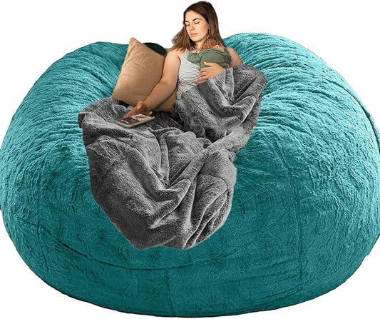 Big Huge Giant Bean Bag Chair Cover for Adults, (No Filler) Machine Washable Covers Bean Bag Chairs in Multiple Sizes and Colors Giant Foam-Filled Furniture Filled Furniture (Peacock Blue, 5FT)