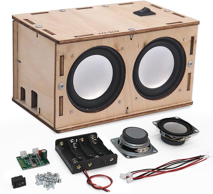 DIY STEM Projects Educational Exploration Speaker Box Kit Build Personalized Wood Case Speaker Set Science Electronics Experiment Kit Learning STEM Gifts for Teens and Adults