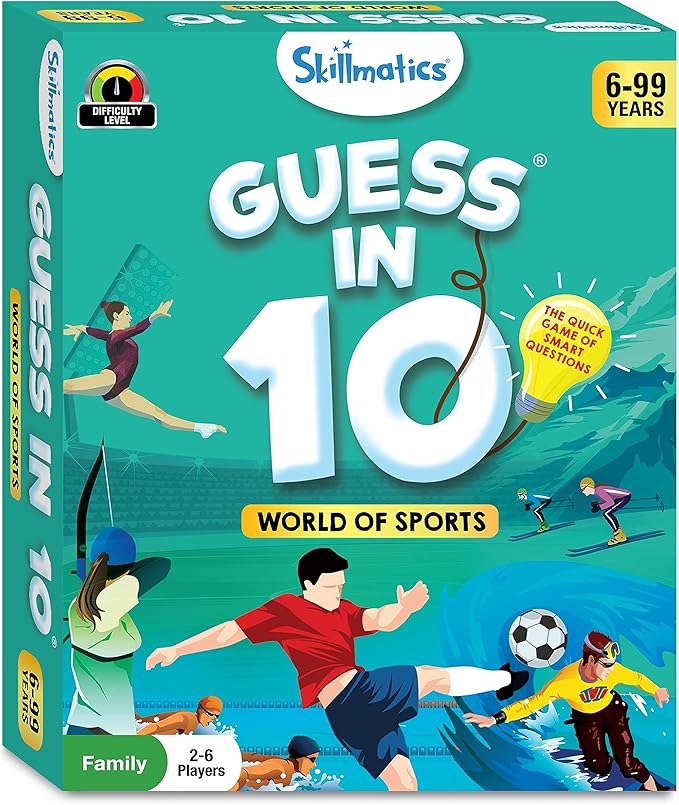 Skillmatics Card Game - Guess in 10 Sports, Perfect for Boys, Girls, Kids, and Families Who Love Toys, Travel Games, Gifts for Ages 6, 7, 8, 9 and Up