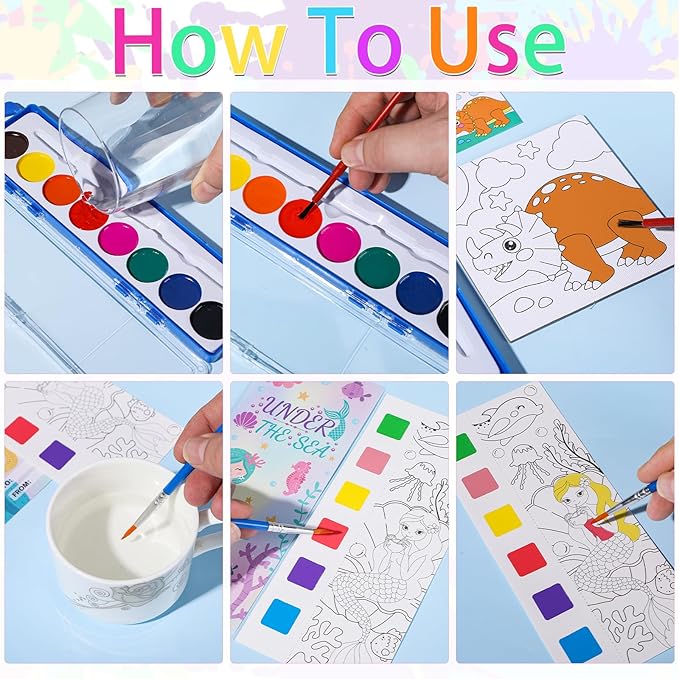 198Pcs Paint Party Favors Painting Kits for Kids Mini Predrawn Canvas Panel, Valentines Day Gifts for School Class Gift Exchanges Art Party Favors Watercolor Paint Coloring Cards for Kids