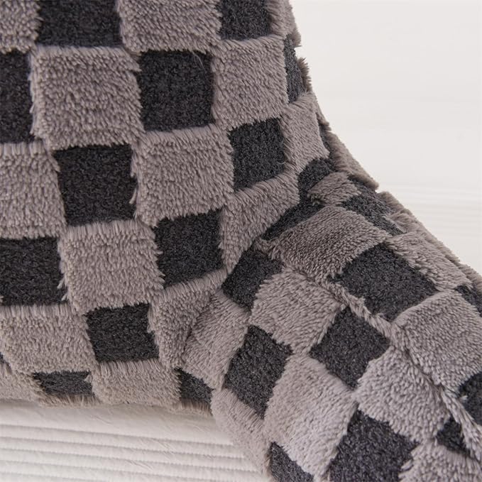 Aimuan Reading Pillow Checkered Bed Rest Wedge Backrest Checkerboard Pillow with Arms Back Support for Sitting Up in Bed Cushion Incline Rest Sleeping Snoring Pillow (Dark Grey,Large)