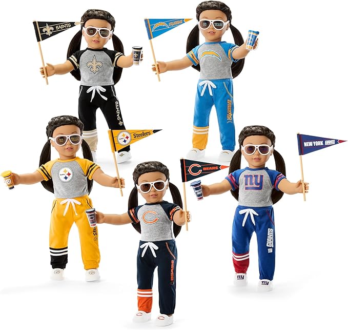 American Girl Chicago Bears 18 inch Doll Fan Outfit and Accessories, Navy and Orange, 6 pcs, Ages 6+
