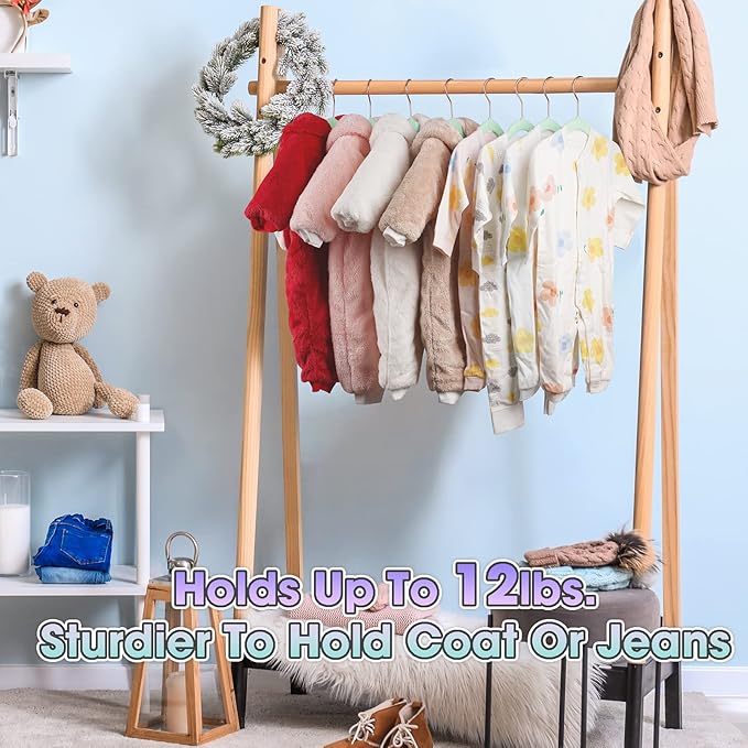 Kids Hangers - 14 Inch, 50 Pack, Green, Plastic, Ideal for Everyday Use, Baby Hangers, Durable Infant/Toddler Hangers