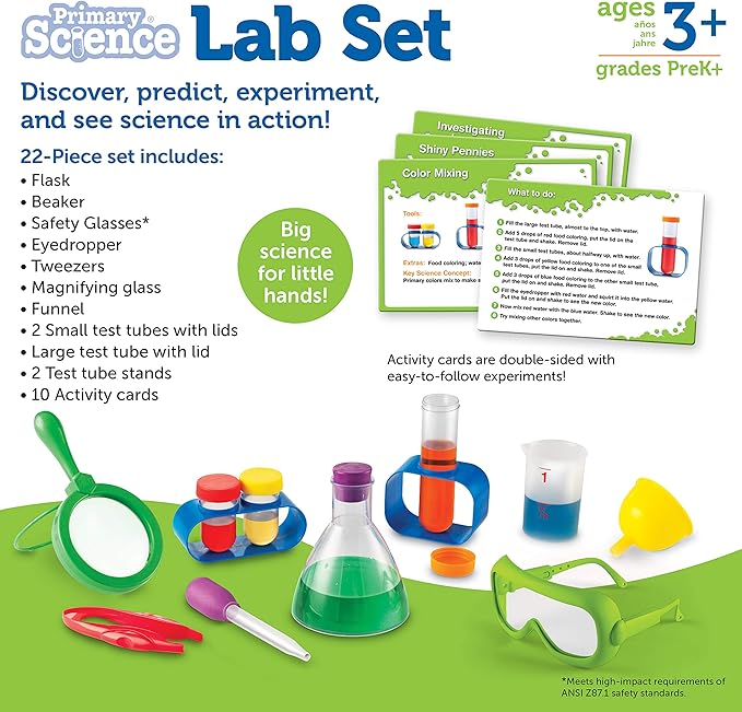 Learning Resources Primary Science Lab Activity Set - Science Kits for Kids Ages 3+ STEM Toys for Toddlers, Science Classroom Decor,Science Experiments