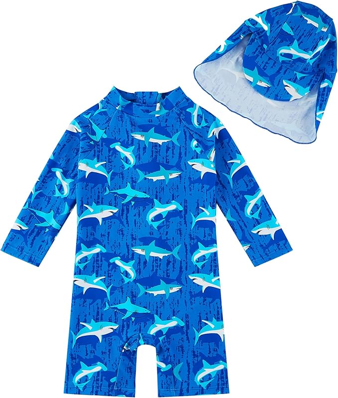 upandfast Baby/Toddler Swimsuit UPF 50+ Sun Protection One Piece Zipper Bathing Suit with Sun Hat Infant Beach Swimwear