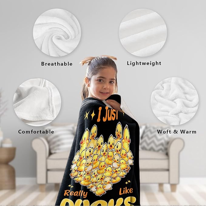 I Just Really Like Ducks Blanket Adult duck Blanket Kids Funny Blanket Suitable for Bedroom bed sofa Crib Couch Chair outdoor All Season Items That Yellow Duck Lovers Will Love 90”×120 ”for Family