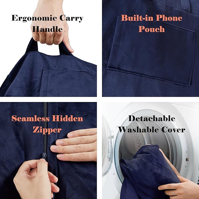 Codi Bean Bag Chair with Filler Included, 3ft - Comfy Beanbag Chairs, Premium Foam Added - Machine Washable and Soft Mink Bonded Cover - Blue, 3 FT