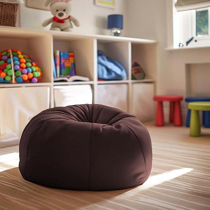Flash Furniture Dillon Small Bean Bag Chair for Kids and Teens, Foam-Filled Beanbag Chair with Machine Washable Cover, Brown