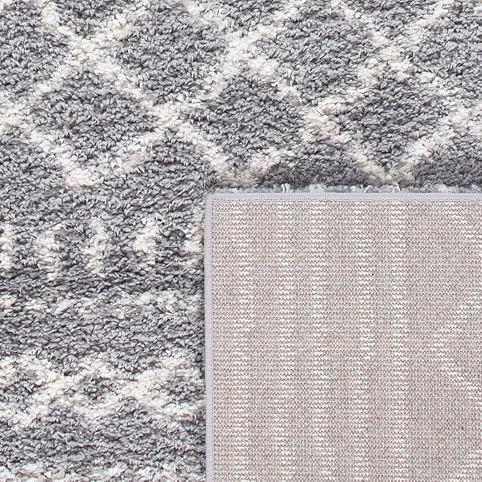 SAFAVIEH Arizona Shag Collection Runner Rug - 2'3" x 10', Grey & Ivory, Moroccan Design, Non-Shedding & Easy Care, 1.6-inch Thick Ideal for High Traffic Areas in Living Room, Bedroom (ASG741G)