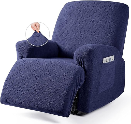 VANSOFY Recliner Chair Cover, 3-Pieces Stretch Lazy Boy Recliner Covers for Recliner Chair Soft Reclining Chair Slipcover Furniture Protector for Dogs Cats(Navy Blue)
