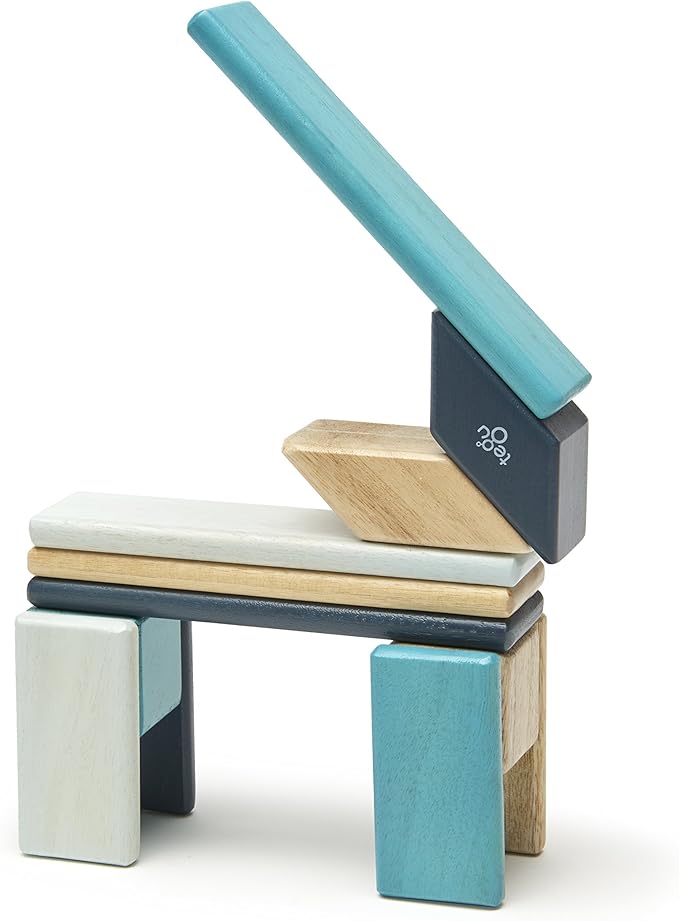 14 Piece Tegu Magnetic Wooden Block Set, Blues