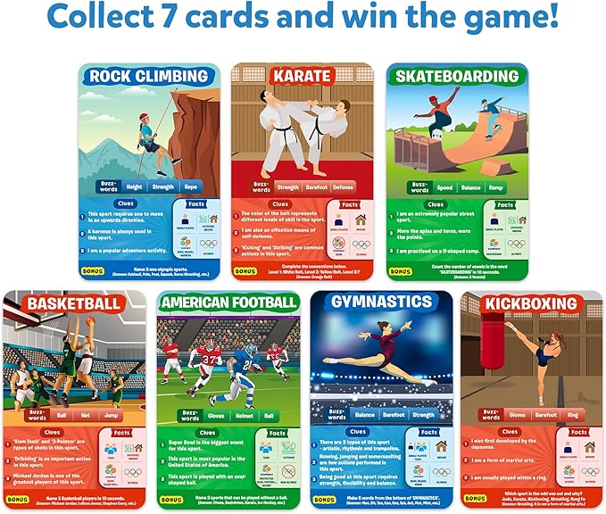 Skillmatics Card Game - Guess in 10 Sports, Perfect for Boys, Girls, Kids, and Families Who Love Toys, Travel Games, Gifts for Ages 6, 7, 8, 9 and Up