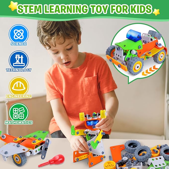164 PCS STEM Toys, Educational Building Blocks Classroom Toys, Erector Set Building Toys for Kids Age 4-8 8-12, Toy Building Sets Learning Construction Toys Gifts for Boys Grils