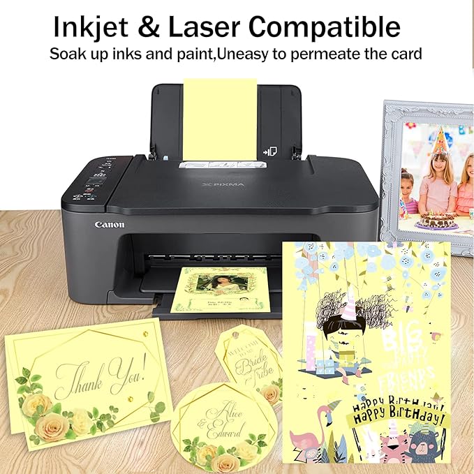 24 Sheets Yellow Cardstock 8.5 x 11 Thick Paper, Goefun 80lb Card Stock Printer Paper for Invitations, Menus, Wedding, DIY Cards