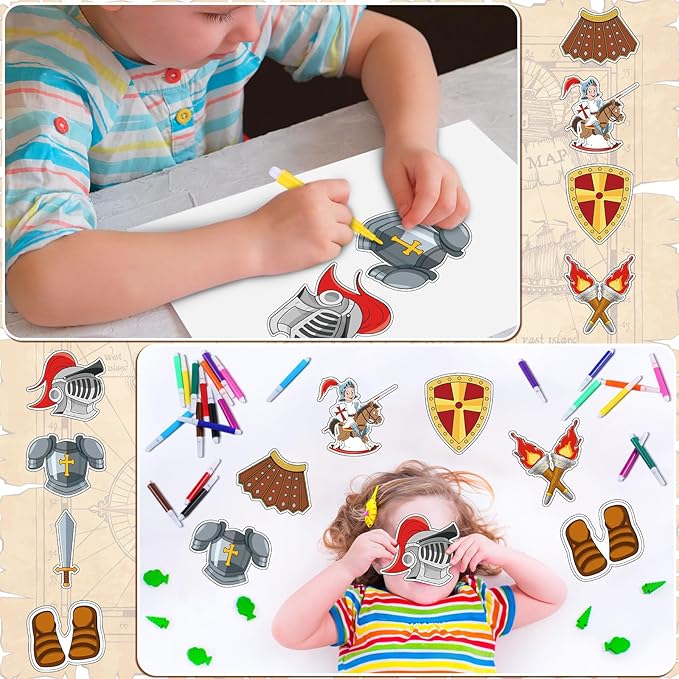 32 Sets Armor of God Magnets Crafts Color Your Own Armor of God Magnet for Kids DIY Religious Coloring Magnet Ornaments for VBS Sunday School Home Classroom Activities Art Party Favors