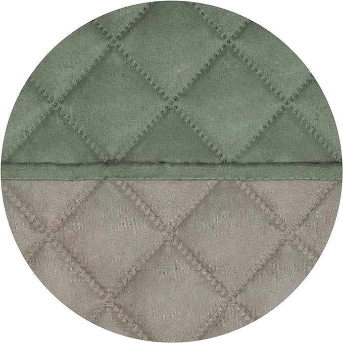 PureFit Reversible Quilted Recliner Sofa Cover, Water Resistant Slipcover Furniture Protector, Washable Couch Cover with Elastic Straps for Kids, Dogs, Pets (Small, Greyish Green/Beige)