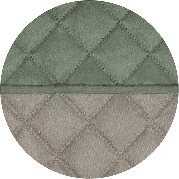 PureFit Reversible Quilted Sofa Cover, Water Resistant Slipcover Furniture Protector, Washable Couch Cover with Non Slip and Elastic Straps for Kids, Dogs, Pets (Chair, Greyish Green/Beige)