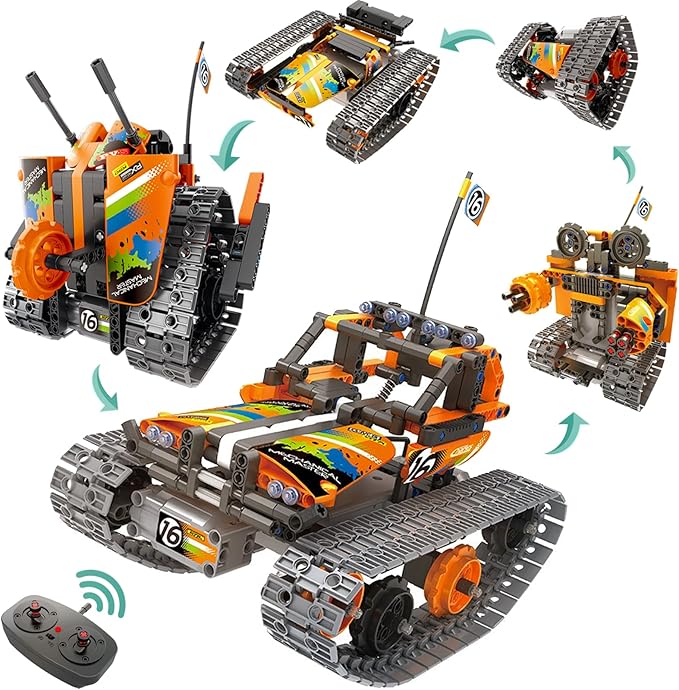 5 in 1 STEM Remote Control Building Kit, 392Pcs Blocks Erector Projects Set Toys for Kids Age 8-12, Build a Tank/Robot/AVT DIY Science Educate 6 7 9 10 11 Years Old for Boys & Girls Gift Ideas