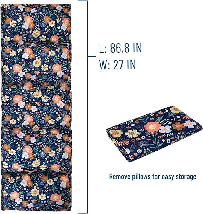 Wildkin Kids Microfiber Floor Lounger – Travel-Friendly, Sleepovers, Pillow Not Included - Wildflower Bloom