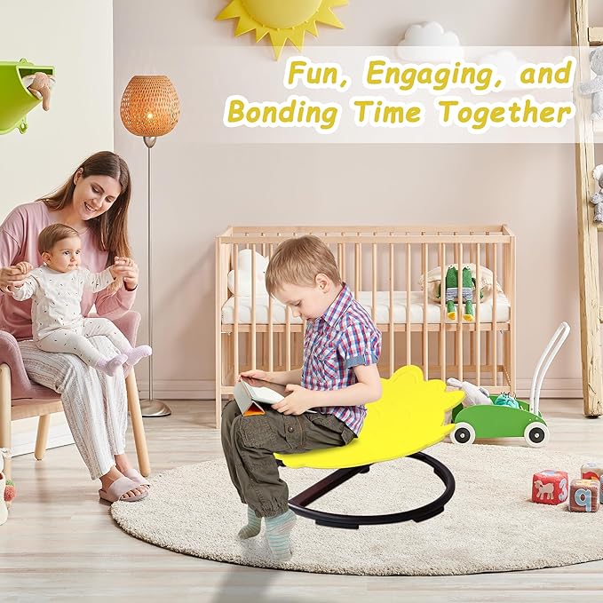 Kids Sensory Swivel Chair - Fish Spinning Chair Seat for Balance, Coordination - Sensory Therapy Stool for Kids with Autism & ADHD - Active Indoor Play Chair for Home & Classroom (Yellow)