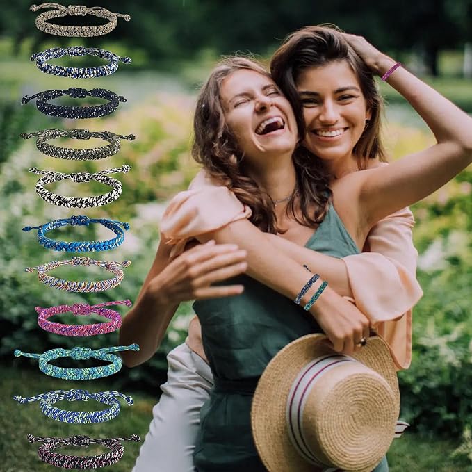 24 pcs Braided Friendship Bracelets for Teen Girls Boys Woven Paracord Bracelets Set Valentines Exchange Gifts Easter Basket Fillers for Teens Teenager Birthday Christmas Party Favors