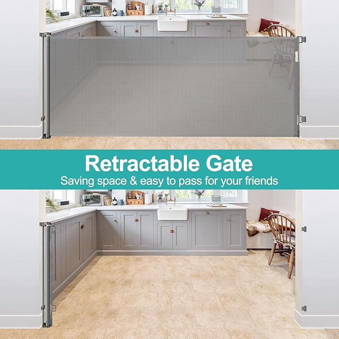 42" Tall X 95" Wide Extra Tall and Wide Baby Gate Extra Wide Baby Gate Extra Tall Retractable Dog Gate for The House Extra Wide Pet Gate Extra Tall Dog Gate Extra Large Baby Gate Outdoor Gate for Deck