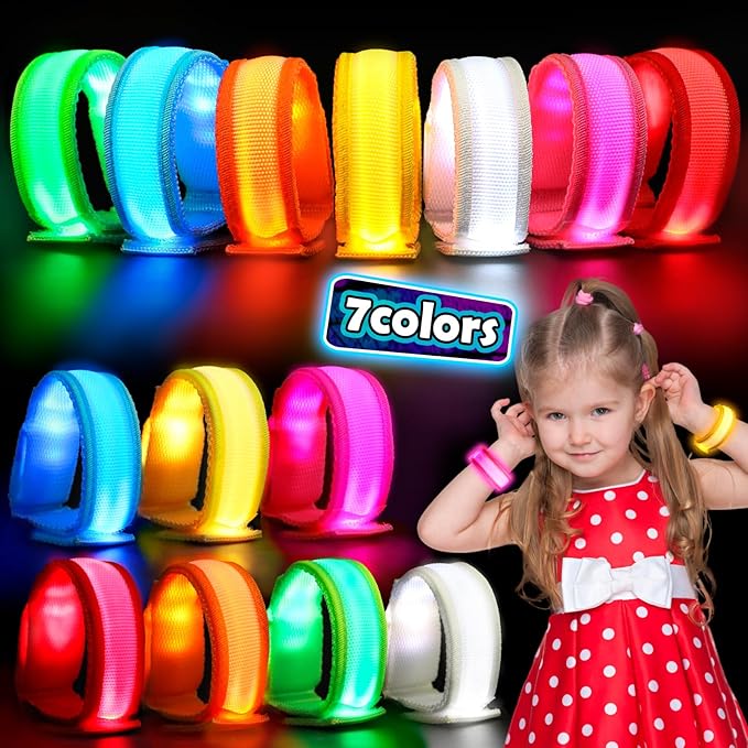 14/7 PCS LED Glow Bracelets, LED Light Up Bracelets for Kids Adults, Glow in The Dark Party Favors Supplies for Valentine's Day Gifts, Night Events, Concerts Rave Sports Accessories…