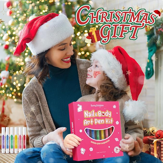 Kids Makeup Sets for Girls Nail & Body Art Pens Kits, 27Pcs Washable Temporary Tattoo Pen Sets, Cosmetic Party,Girls Makeup Kits for Ages 3-12 Years,Ideal Winter Gift & Creative Toys