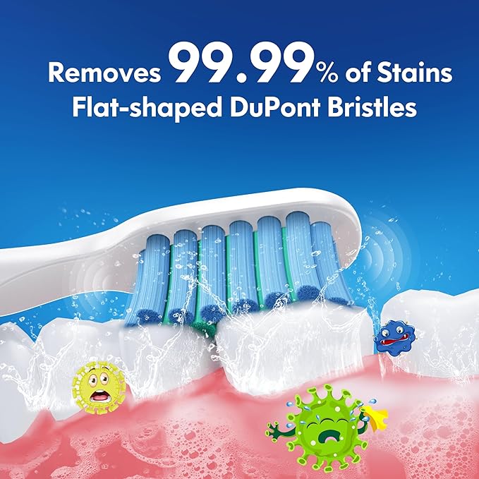 Kids Electric Toothbrush Rechargeable Age 3-5-6-12-18 Year Old, Childrens Electric Toothbrush with Timer 3 Modes 4 Vibrating Heads Habit Stickers 31000VPM Boys Electric Toothbrush (Astronaut Blue)