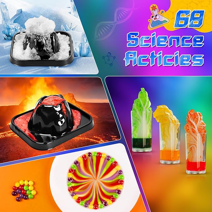 Science Kits for Kids 68 Lab Science Experiments Educational Scientific Toys, STEM Activities Educational Scientist Toys Gifts for Boys Girls Chemistry Set Volcano Eruption Activities Science Project
