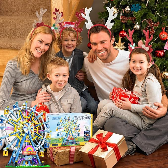 2025 Newly Upgrade Ferris Wheel Building Set with Fairy Light, Two-Way Rotating Ferris Wheel Building Blocks Set of 813 PCS, Amusement Park Model Kit for Kids Ages 8+, Ideas Gift for Boys and Girls
